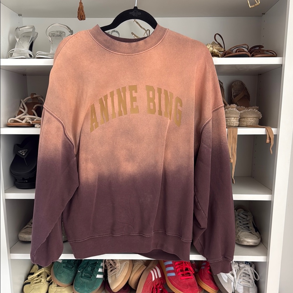 Anine Bing Ombre Pink Brown Logo Sweatshirt